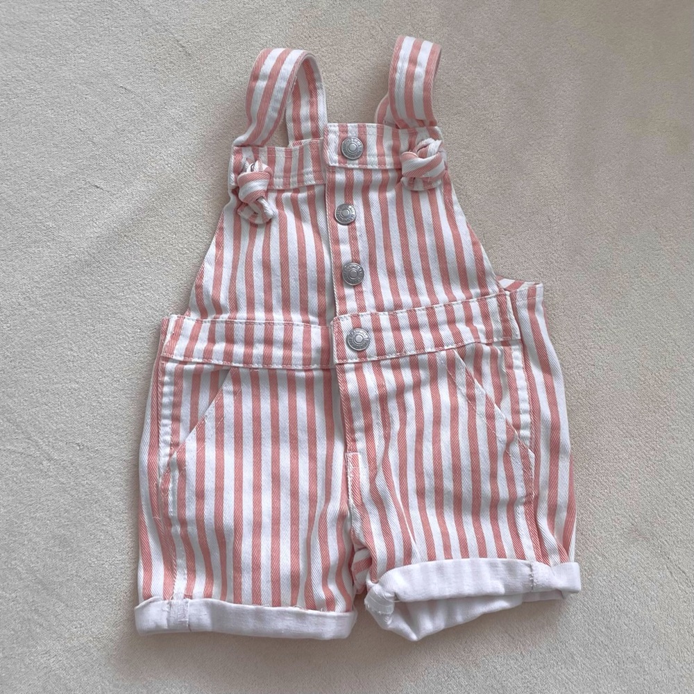 7 for all mankind Pink Striped Overall Shorts